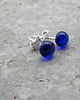 kolczyki wire wrapping Kobaltowe   kropki - sztyfty