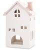 dekoracje świetlne Ceramiczny domek na tea-lighty 19x10,5 cm z różowym dachem