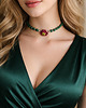 chokery Naszyjnik Choker "Szmaragdowy Ranunculus"