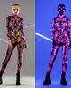 kombinezony damskie Rave Neon Flowers Illumination - Kombinezon z efektem UV