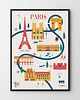 plakaty Paris - mapa plakat/ilustracja Paryż