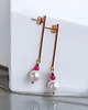 kolczyki z kamieniami Kolczyki FUCHSIA & PEARL collection: perła i agat : długie sztyfty