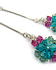 kolczyki swarovski Miętowe kolczyki z fuksją - Letni kalejdoskop