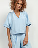 bluzki kimonowe damskie Bluza kimono z dekoltem V, T416, jasnoniebieski