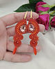 kolczyki soutache Długie kolczyki soutache na wesele, pomarańczowe kolczyki