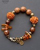 korale Rudraksha i bursztyn w niezwykłej etnicznej bransoletce unikat handmade UNISEX