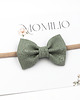 ozdoby do włosów dla dzieci Opaska do włosów kokardka z lnu zielona Linen Bow Sage