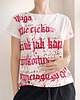 t-shirt damskie Kaligrafia czerwona fullprint Biały Oversize