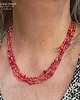 naszyjniki - inne BOHO 3-rzędowy naszyjnik z przeróżnych czerwonych małych koralików handmade