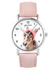 zegarki damskie Zegarek - Konik - skóra, pudrowy róż