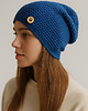 czapki damskie Czapka przejściowa cienka beanie smerf bawełna S/M blue