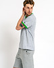 t-shirty męskie T-shirt męski gładki   z zielonym  ściągaczem "BENJAMIN" szary