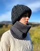 szale damskie Komin merino w prążki Soft Snood - Antracyt