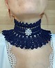 chokery Retro koronkowa granatowa kolia choker