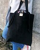 torby na ramię Torba HANA Dark Blooming Garden-duża czarna torba z kominem z nubuku
