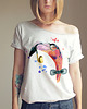 t-shirt damskie Flaming z fajką szary Oversize
