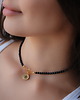 chokery Choker naszyjnik onyksy moneta srebro 925 pozłacane