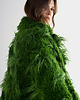 kurtki damskie Krótka zielona kurtka ze sztucznego futra GREEN LLAMA