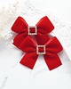 ozdoby do włosów dla dzieci Spinki do włosów świąteczne kokardki czerwone WELUROWE z cyrkoniami SW12