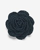 broszki Broszka róża XL - czarna z zieloną błyszczącą nitką
