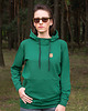 bluza z kapturem damska Cienka bluza z kapturem z naszywką elastan unisex zielona