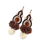 kolczyki soutache Kolczyki sutasz boho z kwiatami kremowo brązowe eleganckie Arcadia