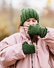 rękawiczki damskie Zielone wełniane mitenki z wełny peruwiańskiej WOOLY