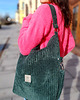 torby na ramię Zielona torba worek ze sztruksu