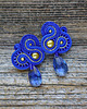 kolczyki soutache Kobaltowo złote  kolczyki soutache