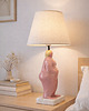 lampy stołowe Lampa stołowa ceramiczna z abażurem  Rosebody, lampa do sypialnu, różowa