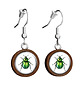 kolczyki drewniane Kolczyki drewniane - Zielony żuczek - wiszące