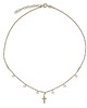 chokery Srebrny pozłacany choker z krzyżykiem i cyrkonia