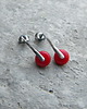kolczyki wire wrapping Czerwony koral  - sztyfty