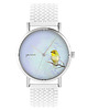zegarki damskie Zegarek - Żółty ptaszek - silikonowy, biały