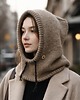 czapki damskie Balaclava kominiarka kaptur czapka 100% alpaka ręczna robota taupe