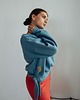 bluza bez kaptura damska Bluza OVERSIZE DAMSKA BŁĘKITNY KRÓLIK Z USZAMI
