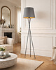 lampy podłogowe Nowoczesna lampa stojąca na trójnogu z abażurem TOKIO GOLD
