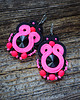 kolczyki soutache Neonowy róż i czerń- kolczyki soutache