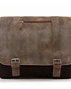 torby i nerki męskie Czarno beżowa torba vintage płótno canvas ze skórą belveder BV65