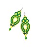 kolczyki soutache Verra kolczyki sutasz żółto zielone lekkie wiosnne z kryształkami