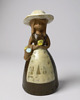 figurki i rzeźby Ceramiczny dzwonek dama w kapeluszu