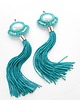 kolczyki soutache Długie turkusowe kolczyki z frędzlami
