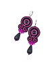 kolczyki soutache Kolczyki sutasz czarno fuksjowe eleganckie wiszące z dużą łezką Cleo
