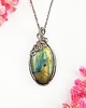 wisiory Naszyjnik Labradoryt Owal stal chirurgiczna wisiorek handmade wirewrapping
