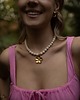 korale Choker z naturalnych kamieni ze złotą zawieszką