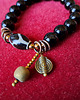 bransoletki z kamieni naturalnych Bransoletka  z agatem DZI i onyksem. Amulet  prezent unisex