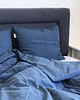 pościel Pościel lniana premium 200 x 200 + 2 poszewki 50 x 60 zgaszony niebieski