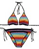stroje kąpielowe i kostiumy kąpielowe damskie Tęczowe bikini szydełkowe