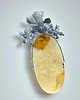 wisiory Wisiorek handmade srebrne kwiaty z bursztynem