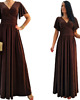 sukienki maxi damskie Sukienka wieczorowa maxi czekoladowy brąz drapowana 36-56